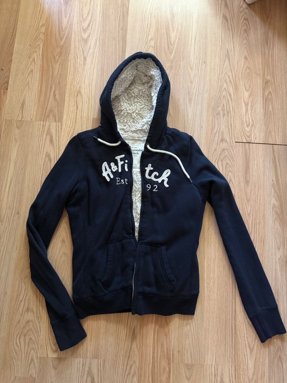 Abercrombie & Fitch Navy Sherpa Hoodie Jacket Size medium